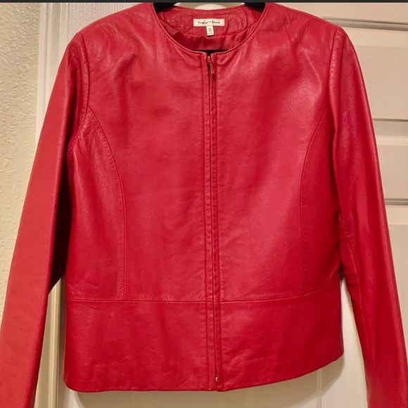 Genuine Leather Jacket Beautiful Red Perfect Fall Outfit - Picture 1 of 16